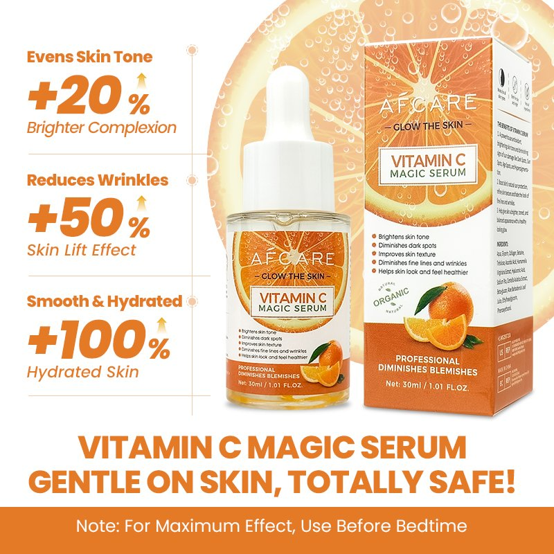 Suero Mágico de Vitamina C Rafcare 30ml Suero Facial Iluminador Suero Hidratante Antienvejecimiento Reducción de Arrugas Reparación de Manchas Oscuras para el Cuerpo