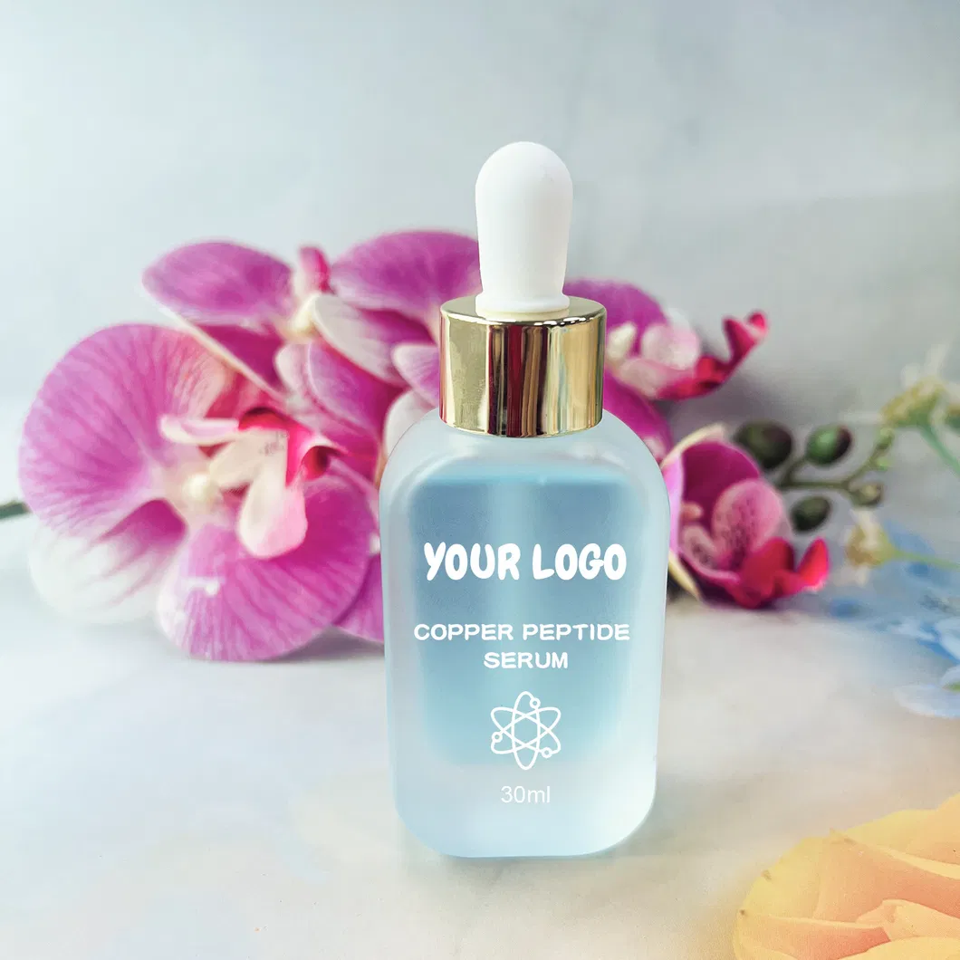 Suero de péptidos de cobre de marca privada para el rostro con ácido hialurónico reduce líneas finas y arrugas, aporta volumen y colágeno, esencia para el cuidado de la piel