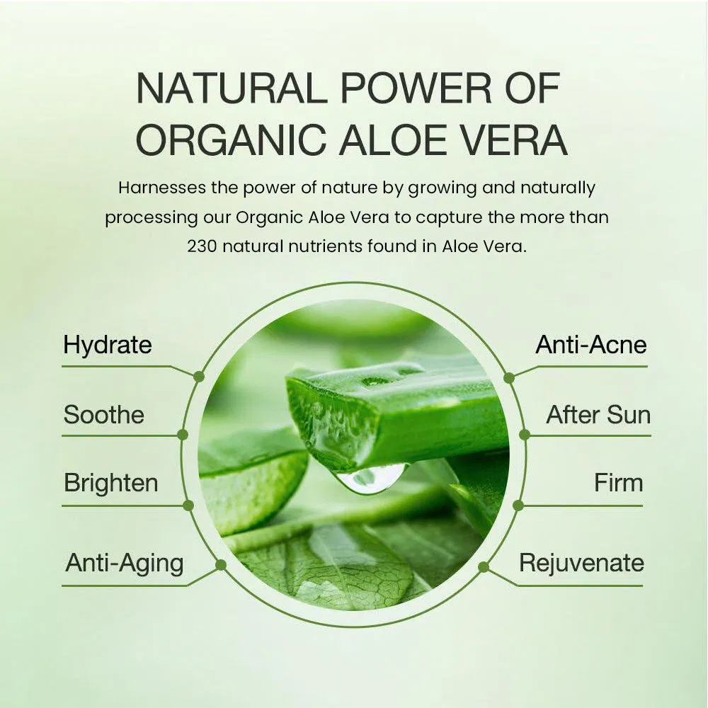 Suero facial orgánico calmante para el acné y anti-envejecimiento con aloe vera