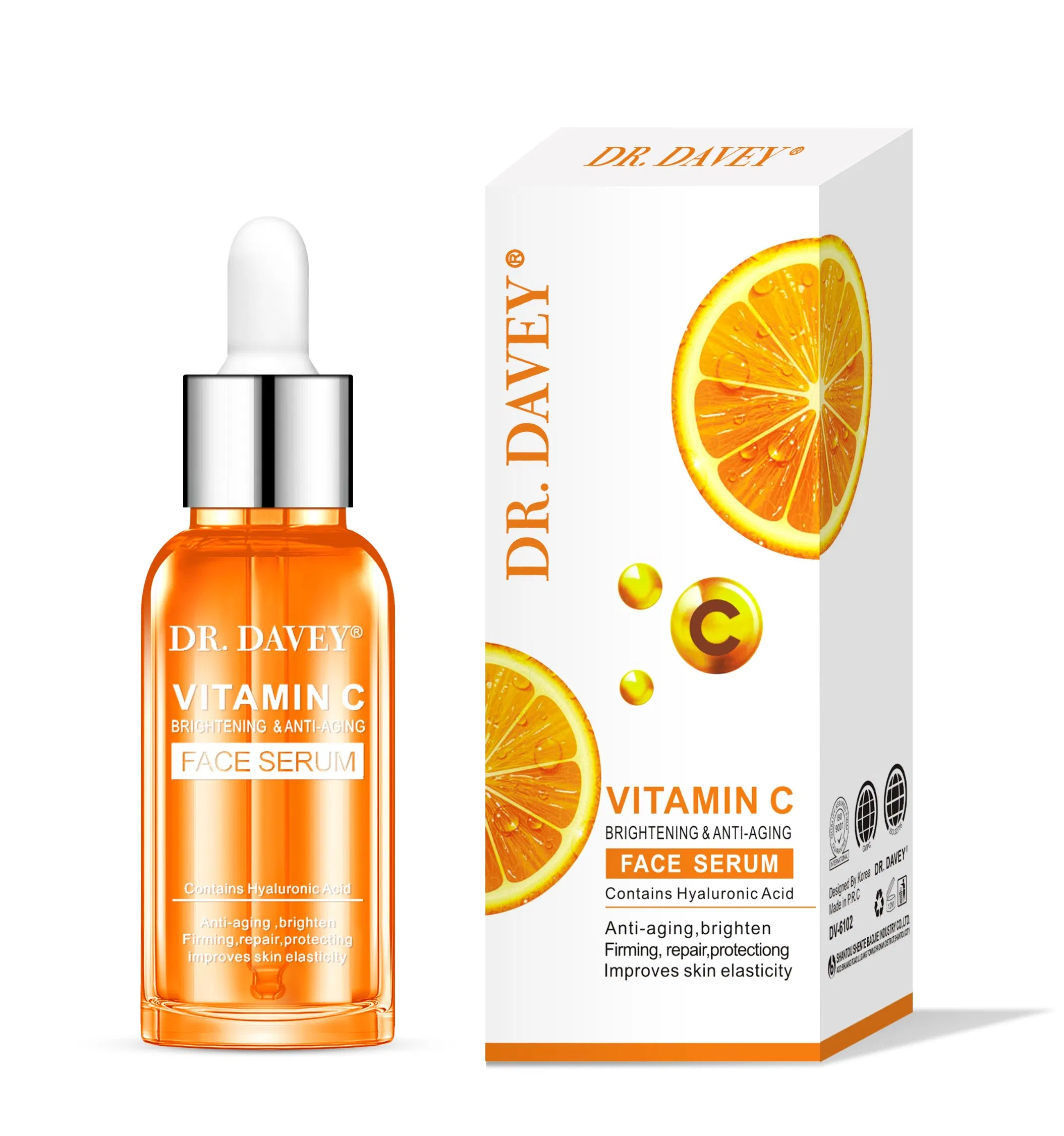 Suero de vitamina C personalizable de etiqueta privada, iluminador, antienvejecimiento, hidratante para el rostro
