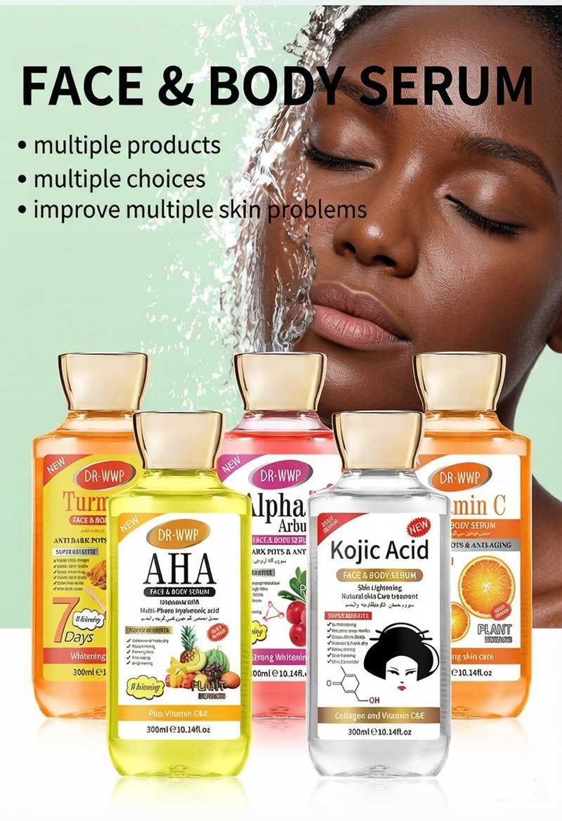 Suero facial en aceite blanqueador anti-envejecimiento con colágeno, extracto de koji, sepi blanco, baya coji y piment
