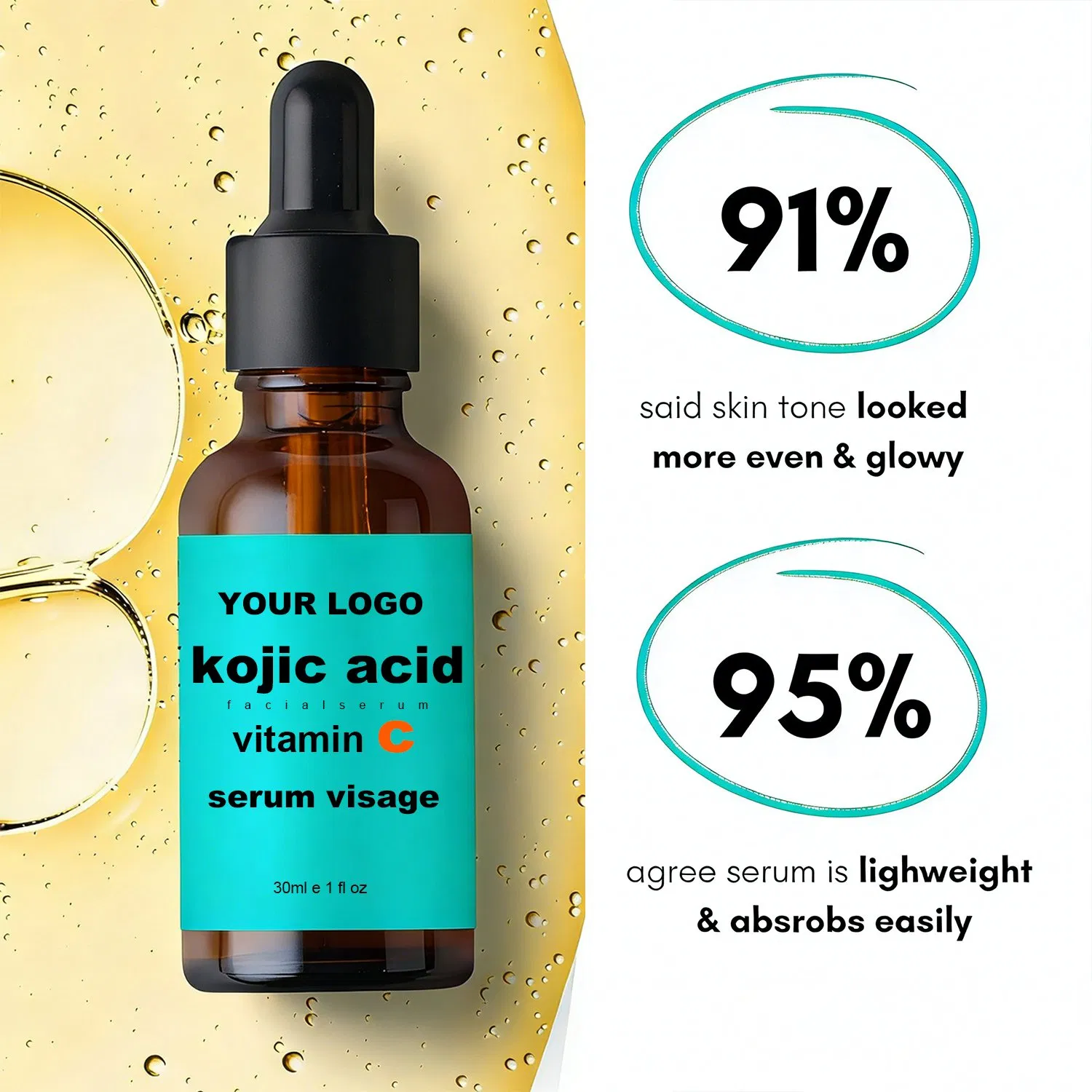 Esencia para el cuidado facial de ácido hialurónico y arbutina 30ml suero blanqueador de ácido kójico
