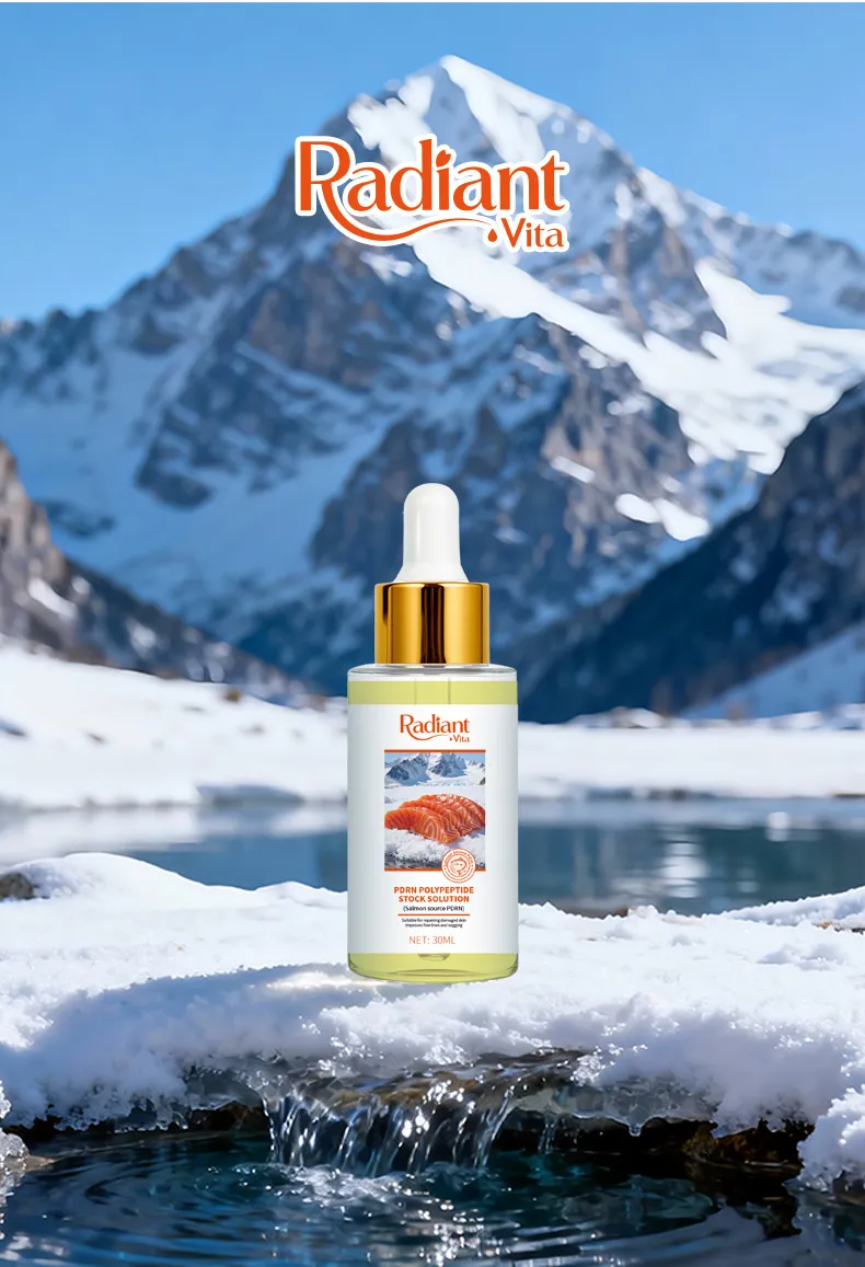 Suero facial reparador hidratante iluminador anti opaco de péptidos de salmón Pdrn rosa