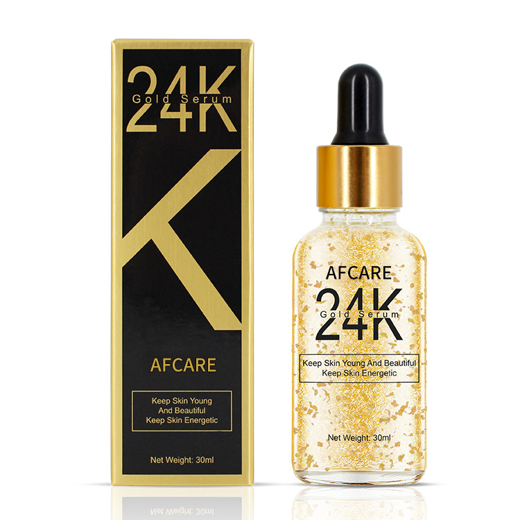 Suero Facial de Colágeno Antienvejecimiento Blanqueador de Cuidado de la Piel de Marca Privada 24K Oro