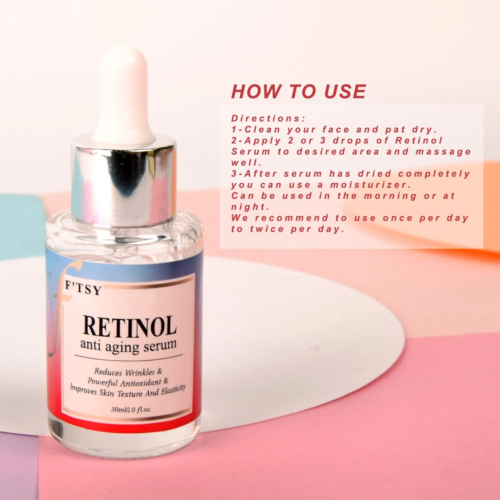 Suero de Retinol Natural Reparador Suero Facial Hidratante de Vitamina C