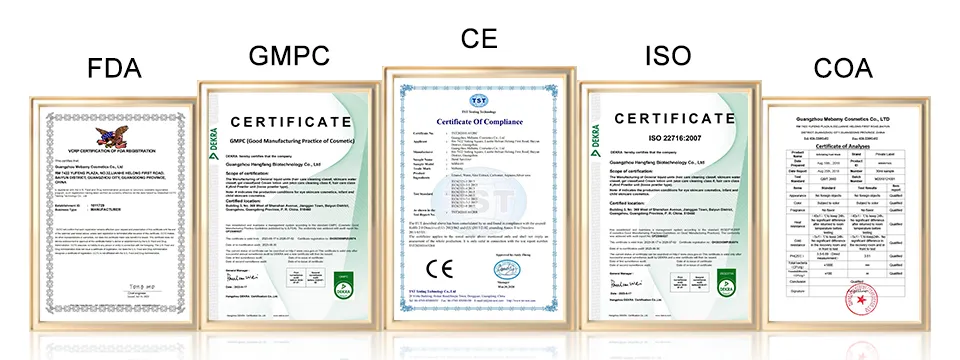 Certificaciones oficiales del laboratorio de producción de cosméticos