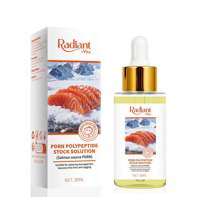 Suero facial reparador hidratante iluminador anti opaco de péptidos de salmón Pdrn rosa