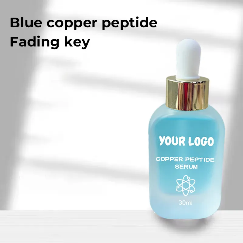 Suero de péptidos de cobre de marca privada para el rostro con ácido hialurónico reduce líneas finas y arrugas, aporta volumen y colágeno, esencia para el cuidado de la piel