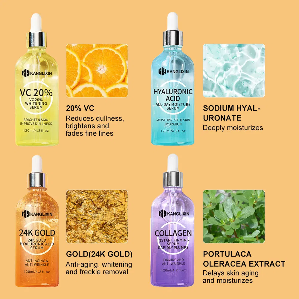 Suero Facial de Cuidado con Vitamina C 24K Colágeno Dorado Ácido Hialurónico Blanqueador Reparador Antiarrugas Esencia para el Acné Aceite Esencial para la Piel