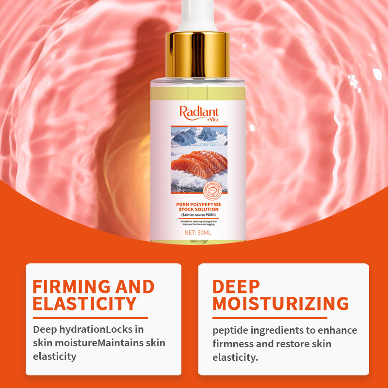 Suero facial reparador hidratante iluminador anti opaco de péptidos de salmón Pdrn rosa