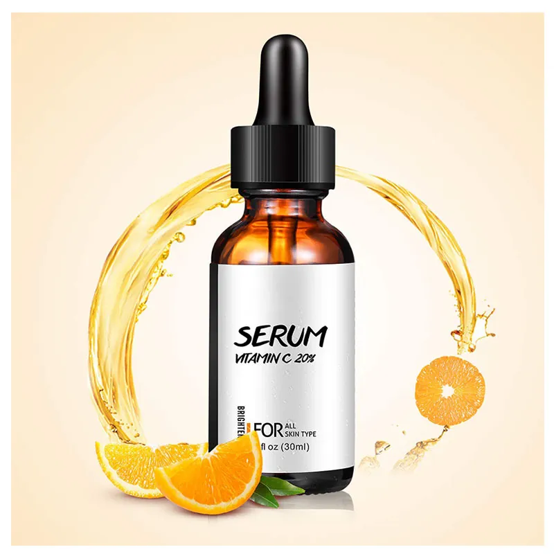 Suero Facial de Cuidado de la Piel Iluminador de Vitamina C Orgánica Pura 20%
