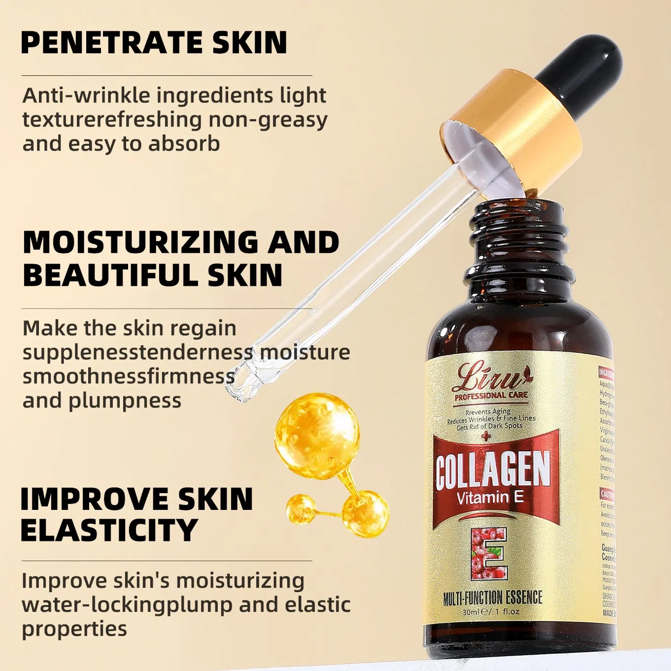Sérum facial antienvejecimiento revitalizante con colágeno y vitamina E