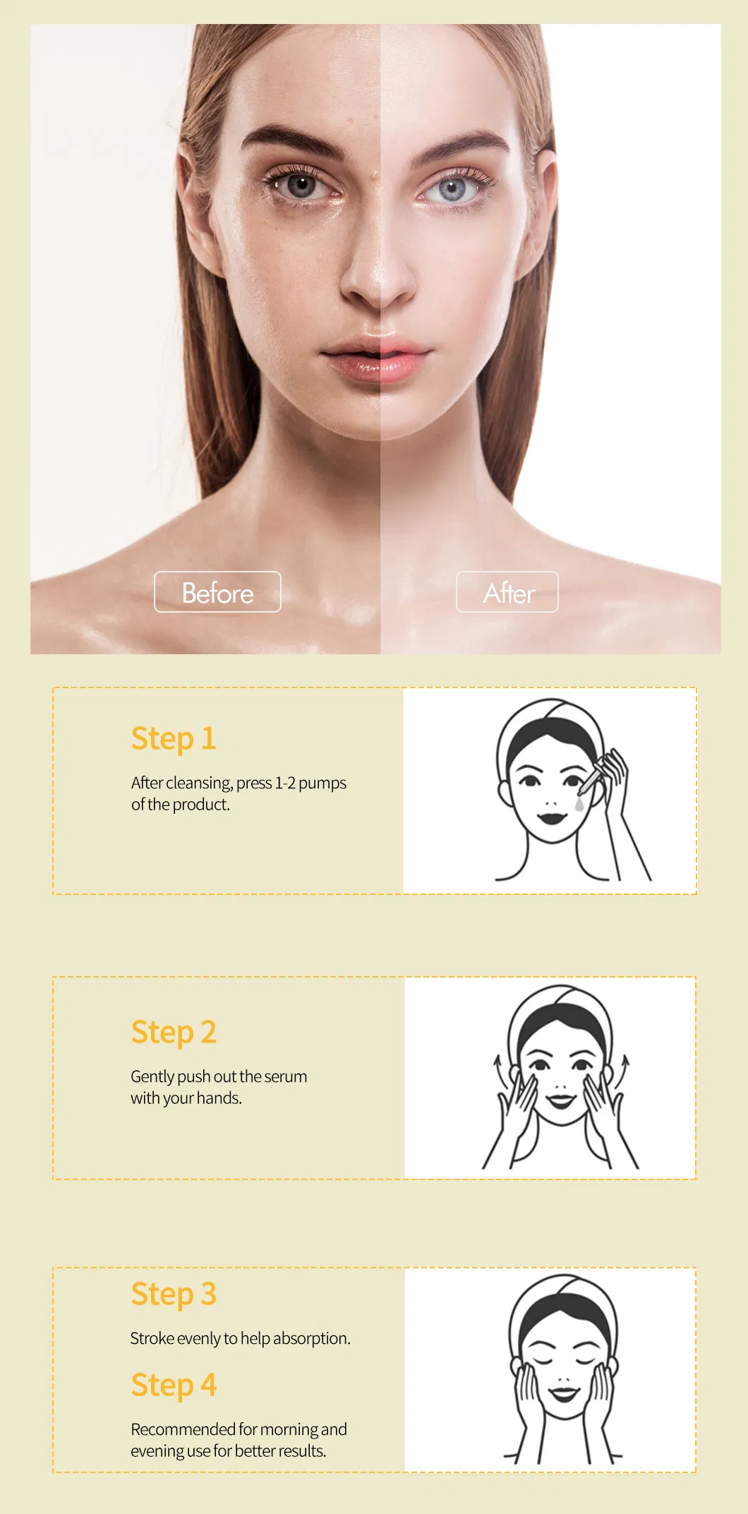 Suero facial cosmético de vitamina C OEM/ODM reparador, iluminador, hidratante y con protección solar