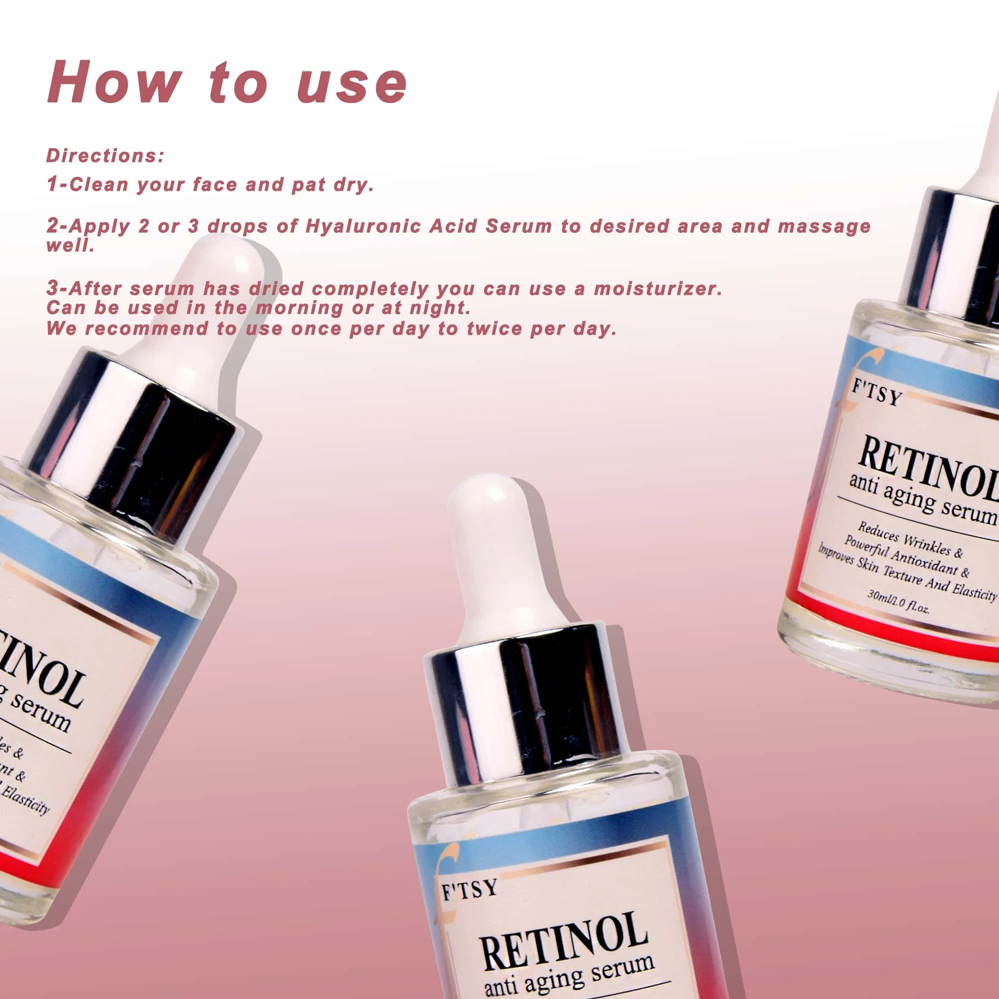 Suero de Retinol Natural Reparador Suero Facial Hidratante de Vitamina C