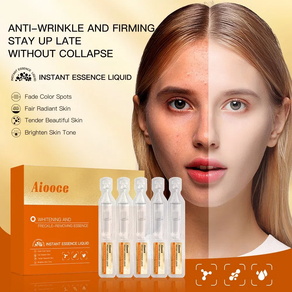Suero blanqueador antiarrugas Aiooce hidratante y humectante para el rostro, líquido de vitamina C, niacinamida, vegano, eliminación de líneas finas y pecas