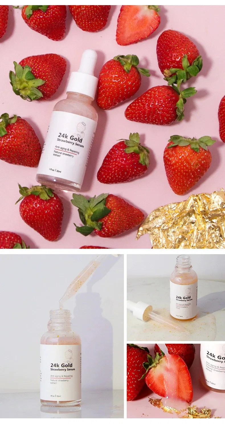 24K Suero Facial Nutritivo Hidratante Calmante Iluminador Reparador de Fresa