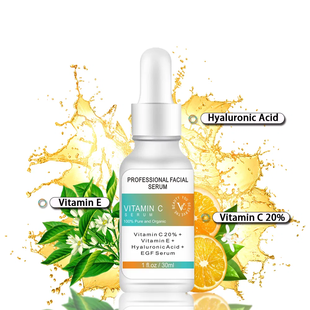 Suero Facial Natural Orgánico Vegano Aclarador Blanqueador de Ácido Hialurónico Vitamina C Cuidado de la Piel 100%