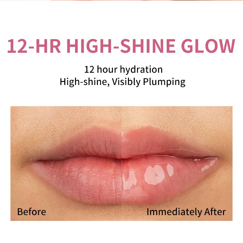 Aceite labial hidratante y humectante de fresa personalizada con rodillo, suero labial tintado