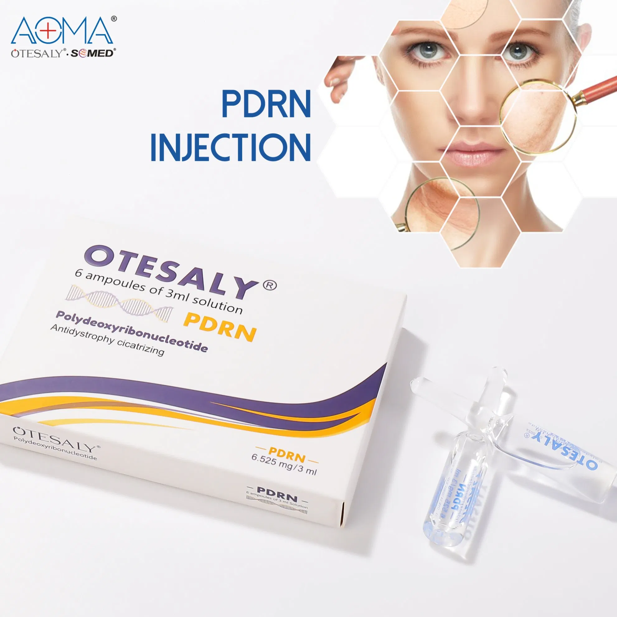 6 Ampollas Corea ADN de Salmón Pdrn Suero Pdrn Mesoterapia para Anti Inflamación de la Piel Reparación de Piel Opaca