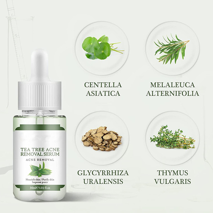 Suero personalizado de tratamiento para el acné de árbol de té OEM para la reparación de la piel