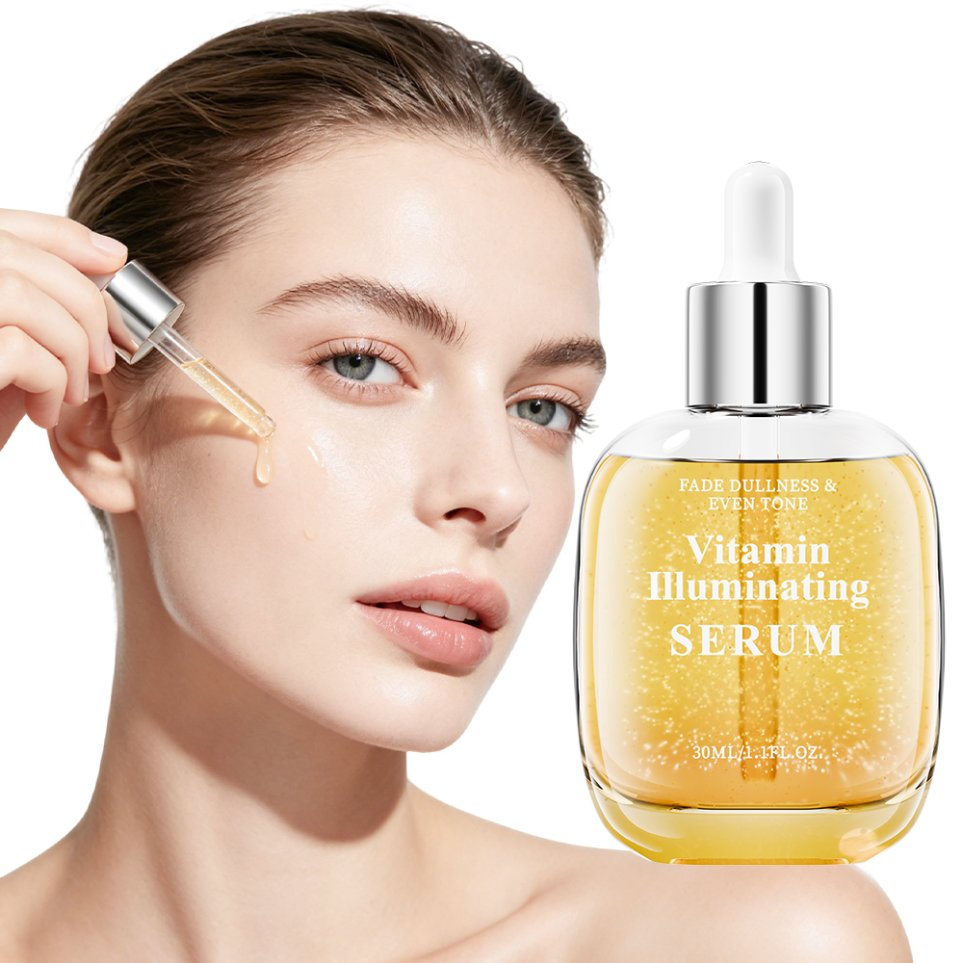 Sérum facial iluminador de vitamina para el brillo de la piel y una textura suave