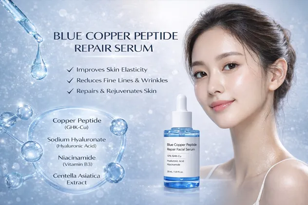 Suero facial de péptido de cobre azul, personalización OEM