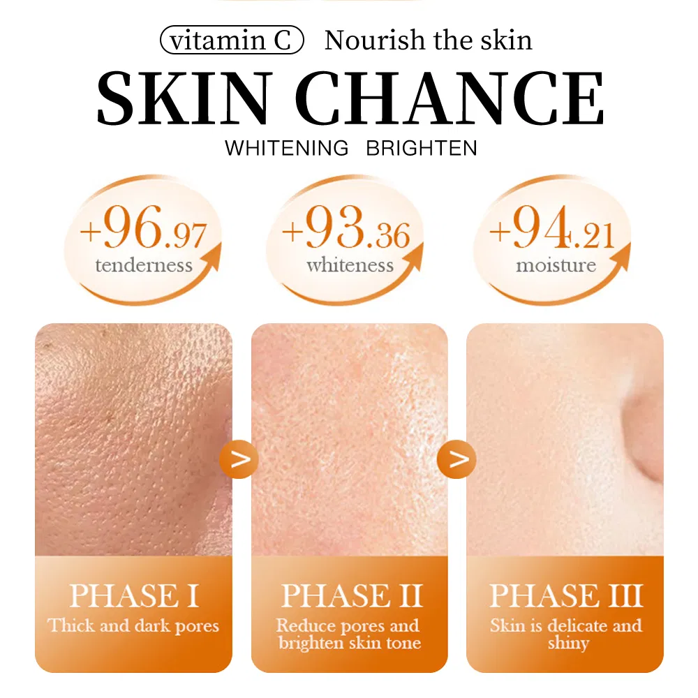 Suero facial orgánico blanqueador reafirmante y reductora de poros de vitamina C y E