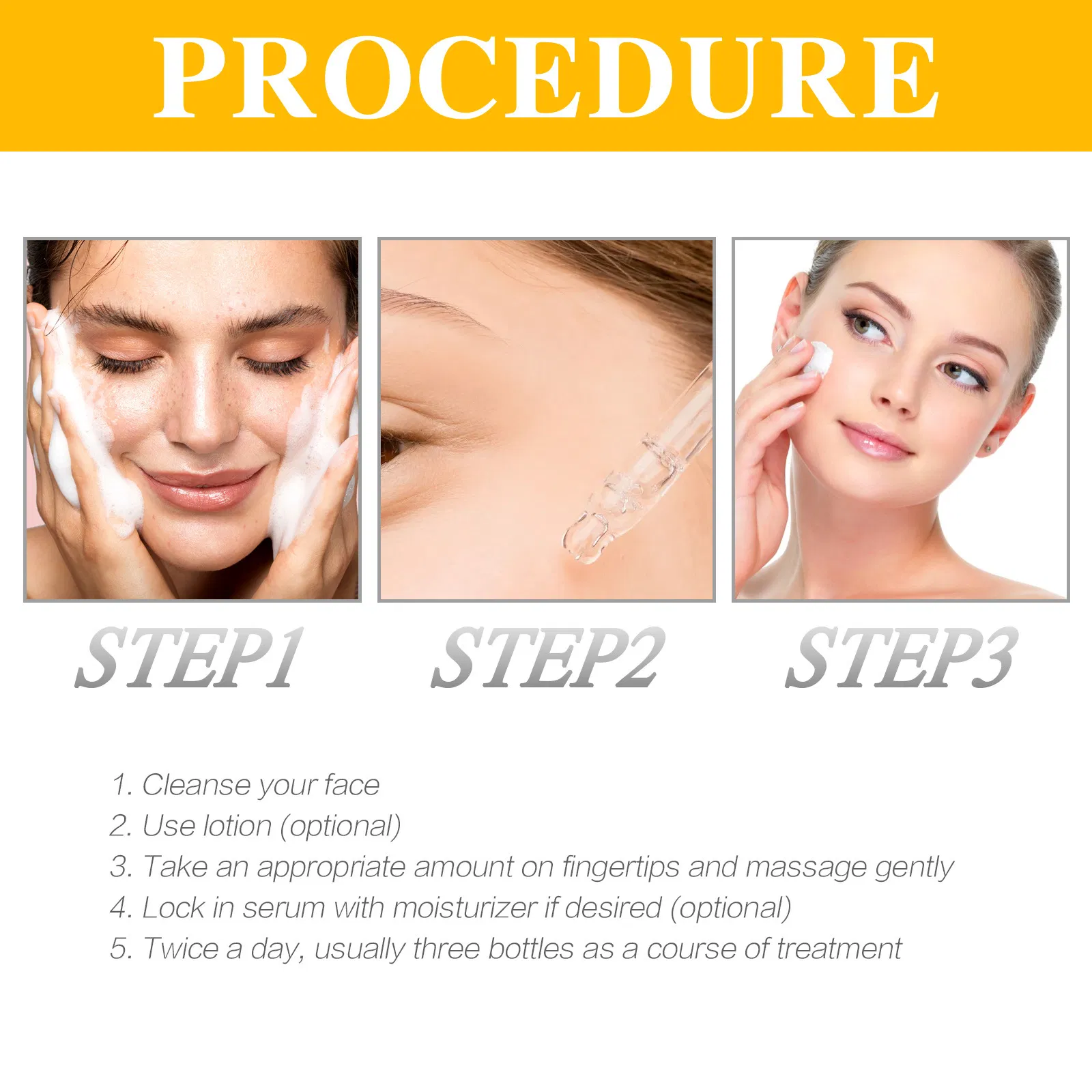 Suero facial revitalizante hidratante reafirmante antiarrugas que aclara manchas con vitamina C
