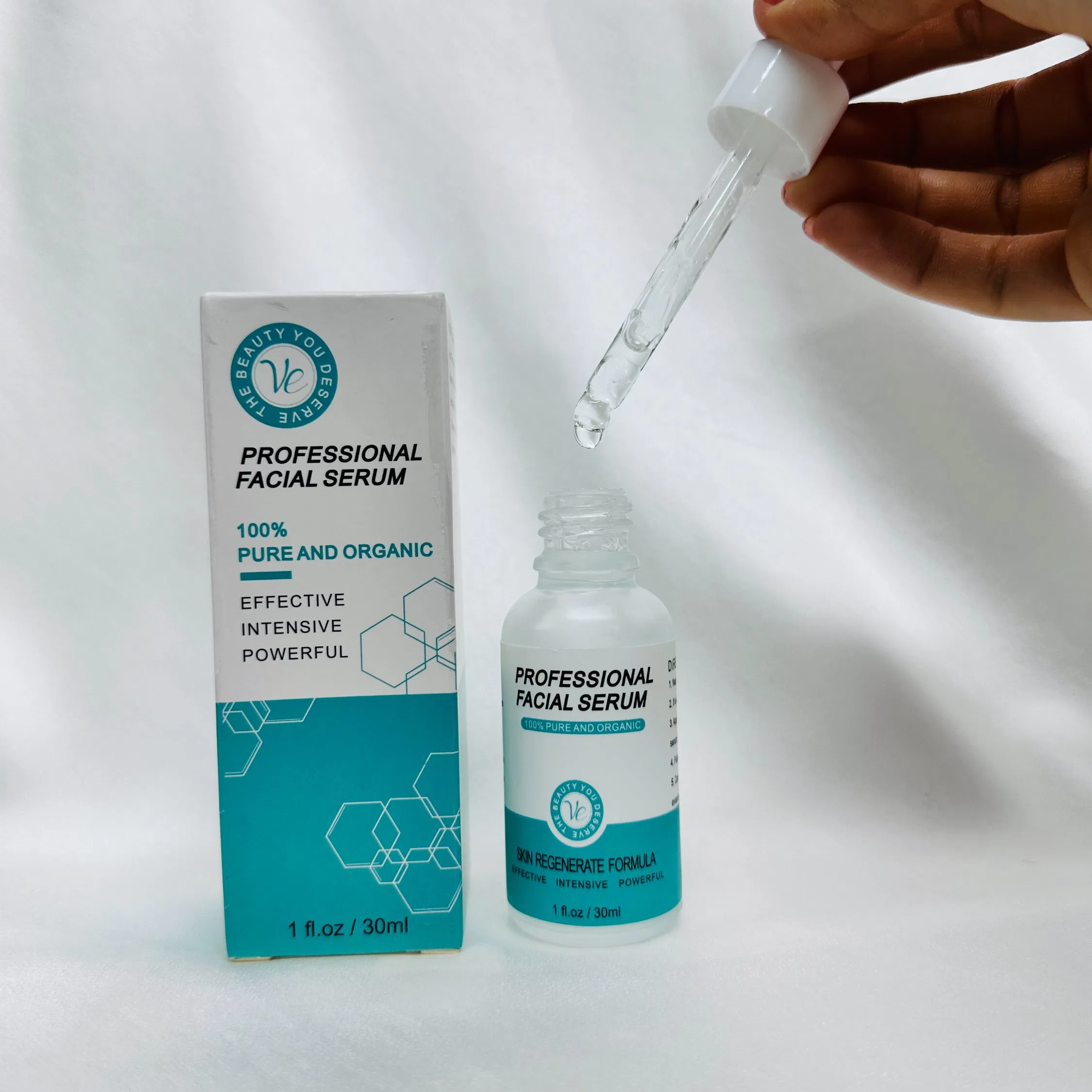 Suero facial de esencia hidratante de marca privada, cuidado de la piel orgánico, nutre, repara, blanquea, humecta, suero facial orgánico de colágeno y vitamina