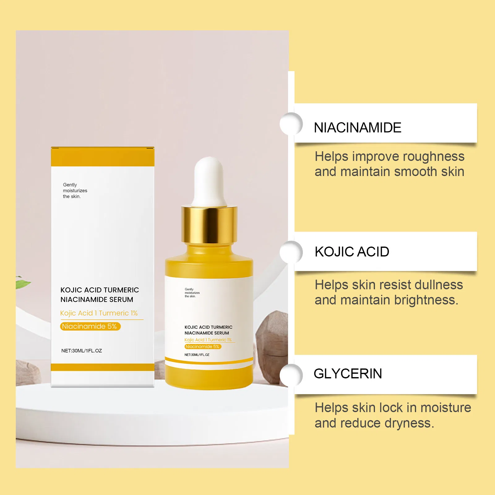 30ml Suero facial de vitamina C con vitamina E niacinamida antienvejecimiento iluminador suero para el cuidado de la piel para adultos eliminación de manchas oscuras