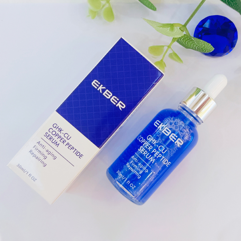 Suero facial blanqueador natural orgánico de colágeno anti-edad con péptido de cobre azul GHK-Cu al por mayor de marca privada
