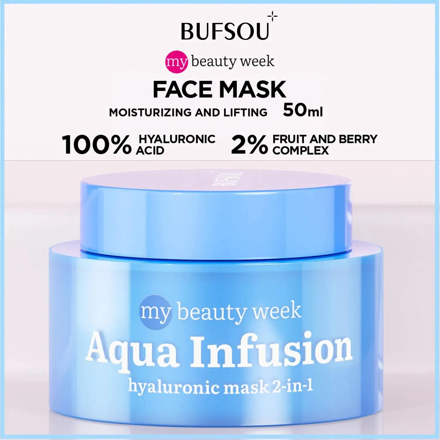 Logo Personalizado Cuidado de la Piel Orgánico Natural 2 en 1 Máscara Facial de Gel Hidratante Ácido Hialurónico Suero Facial para Piel Seca