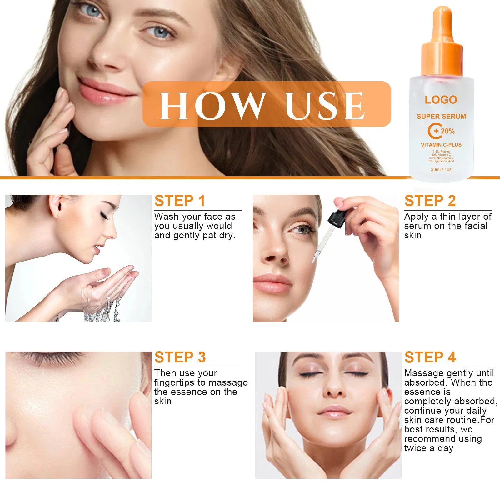 Suero para el cuidado de la piel, natural, eliminación de acné y granos, esencia reparadora de aloe para el rostro, gel hidratante antienvejecimiento, suero facial de vitamina C