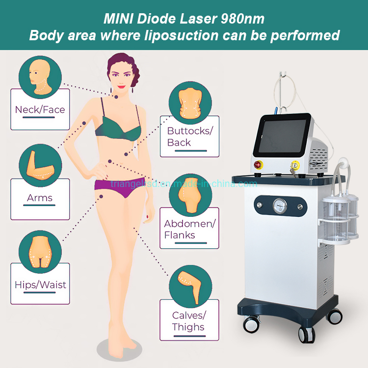 Nueva Tendencia 980nm Máquina Quirúrgica de Liposucción con Láser de Diodo Vaser Lipólisis con Láser