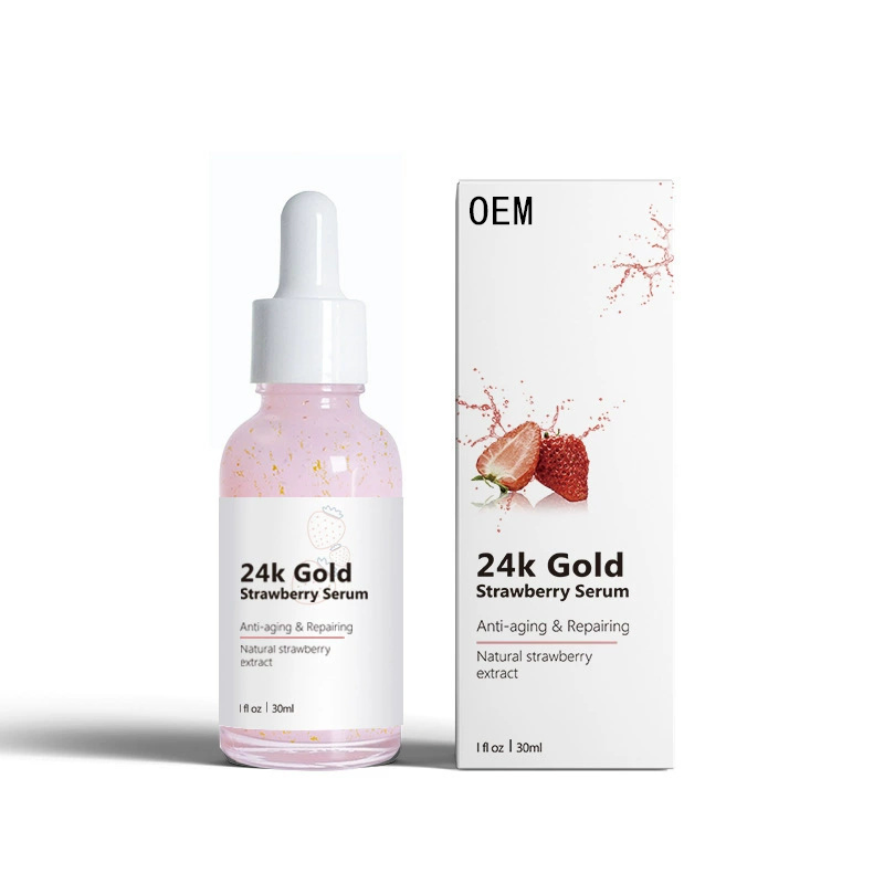 24K Suero Facial Nutritivo Hidratante Calmante Iluminador Reparador de Fresa