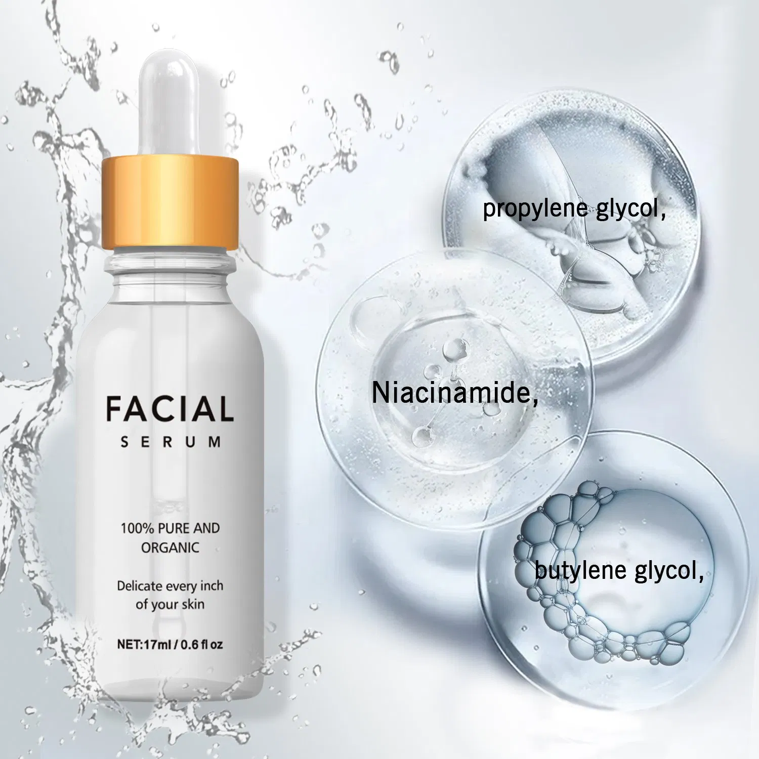 Suero de Ácido Hialurónico, Nicotinamida, Vitamina C, Cuidado de la Piel, Iluminación de la Piel, Arbutina, Suero Facial Blanqueador