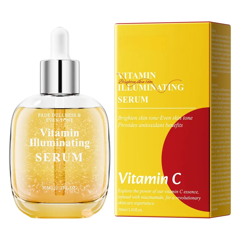 Sérum facial iluminador de vitamina para el brillo de la piel y una textura suave