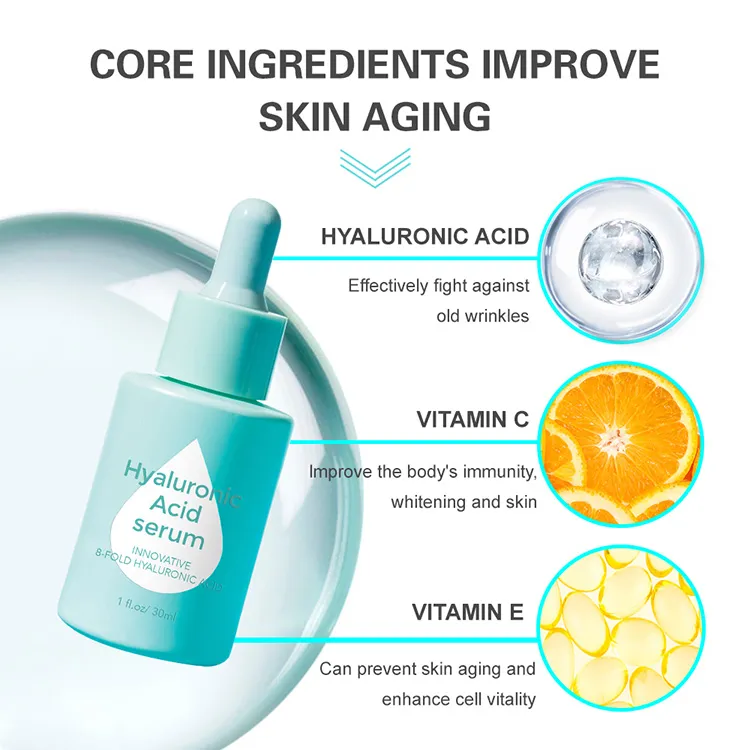 Suero facial de marca privada ácido hialurónico retinol cuidado de la piel hidratante reparador suero para el rostro