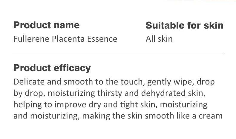 Suero facial reparador lujoso nutritivo antienvejecimiento iluminador de placenta de fullerene