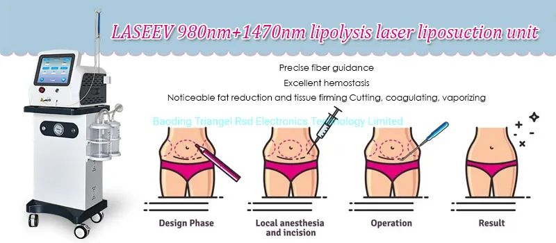 Diodo Endolaser 980 Nm 1470 Dispositivo de Lifting Facial Láser Liposucción Lipólisis
