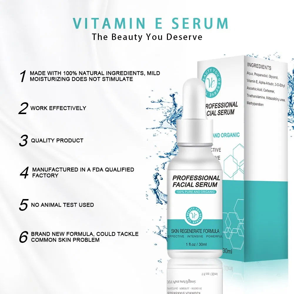 Suero facial de esencia hidratante de marca privada, cuidado de la piel orgánico, nutre, repara, blanquea, humecta, suero facial orgánico de colágeno y vitamina