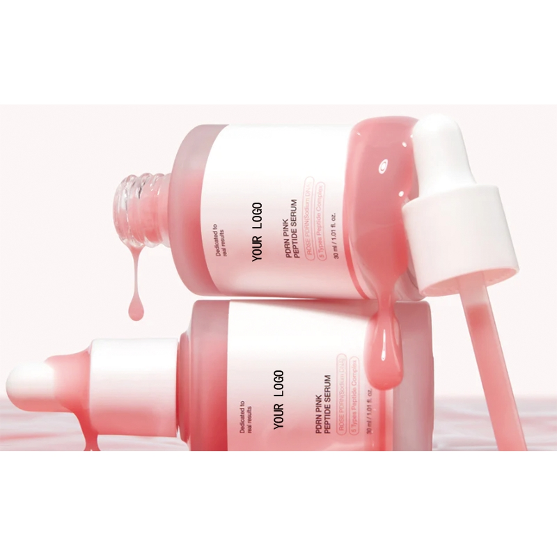 Suero de Péptidos Rosados de Cuidado de la Piel Coreano de Marca Privada, Antienvejecimiento, Firmante e Hidratante para Piel Sensible