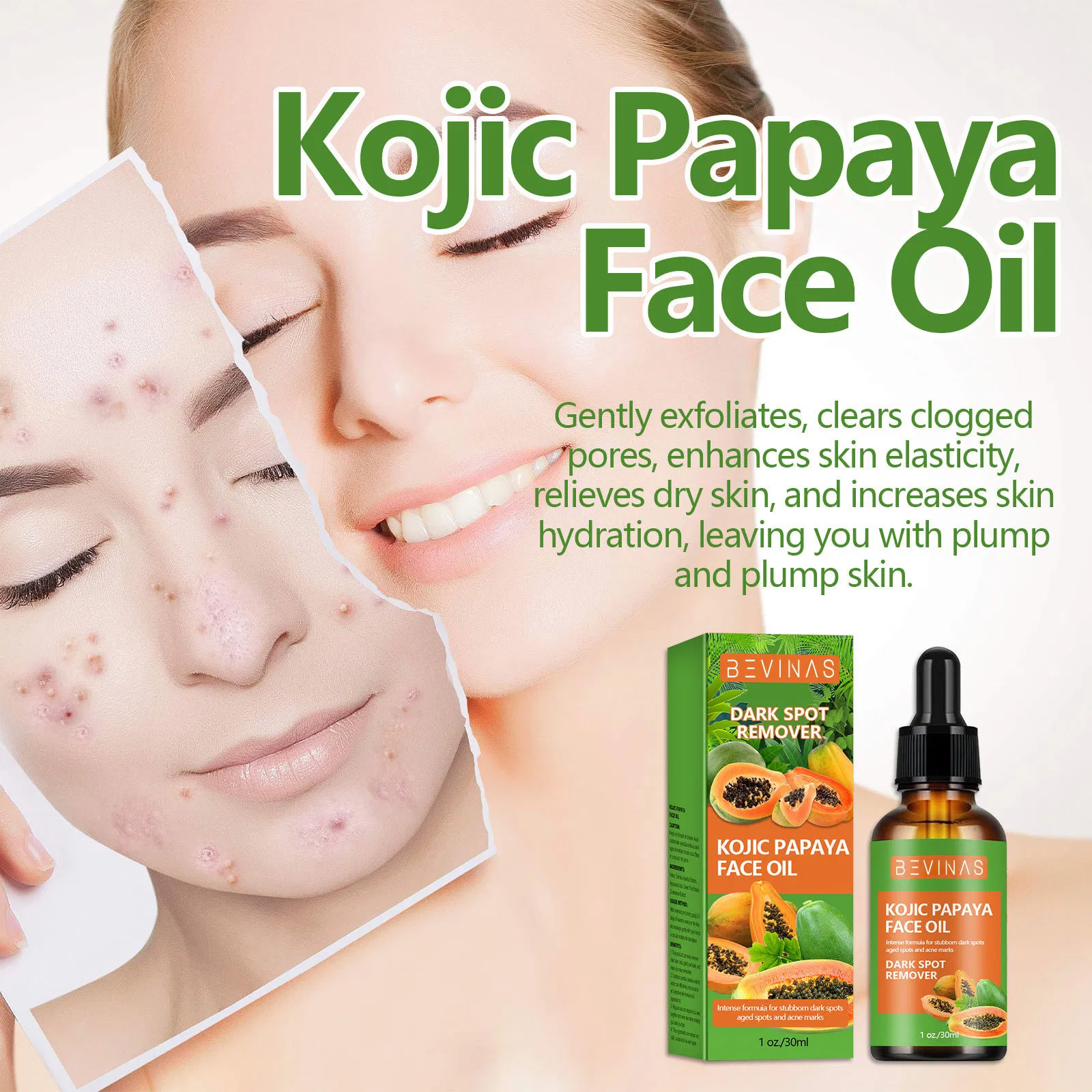 Suero facial de papaya y ácido de frutas, hidratante profundo, nutritivo, humectante y iluminador