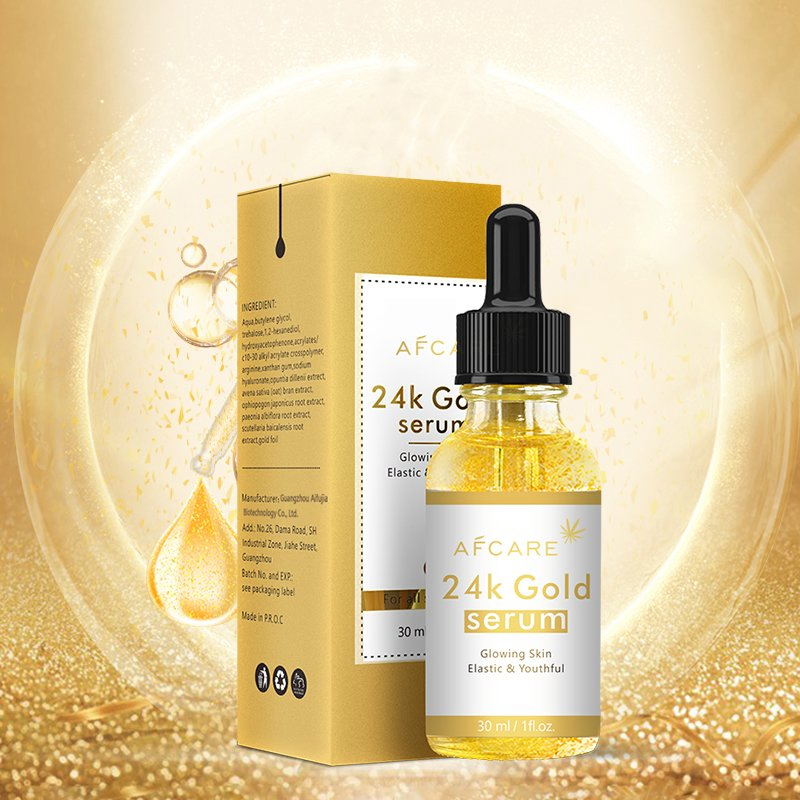 Mejor Vendedor de Cuidado de la Piel Orgánico Vegano 24K Suero Facial de Oro con Colágeno Iluminador Suavizante Hidratante Esencia de Belleza
