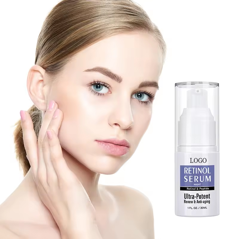 Suero facial de retinol anti-envejecimiento, arrugas, iluminador, ácido hialurónico + vitamina E de marca privada OEM