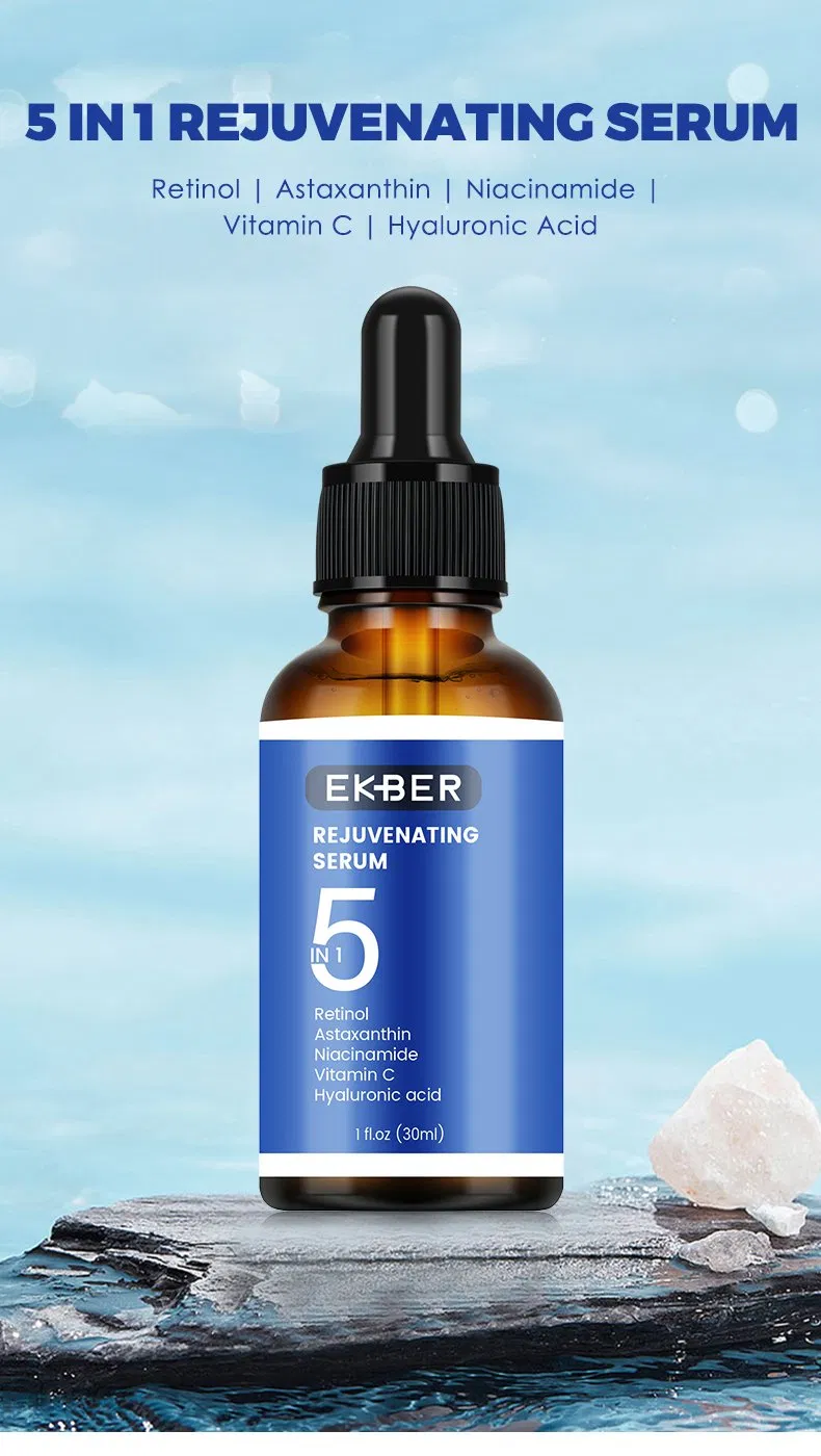 Suero Facial Antienvejecimiento Orgánico Retinol Astaxantina Niacinamida Vitamina C Ácido Hialurónico Cara 5 en 1 Suero