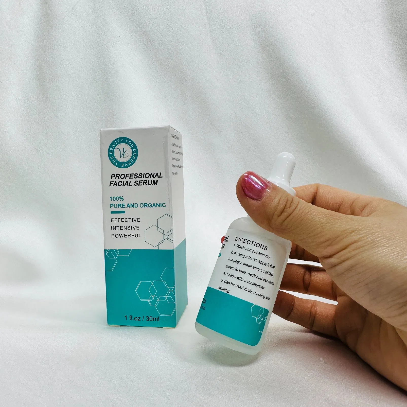 Suero facial de esencia hidratante de marca privada, cuidado de la piel orgánico, nutre, repara, blanquea, humecta, suero facial orgánico de colágeno y vitamina