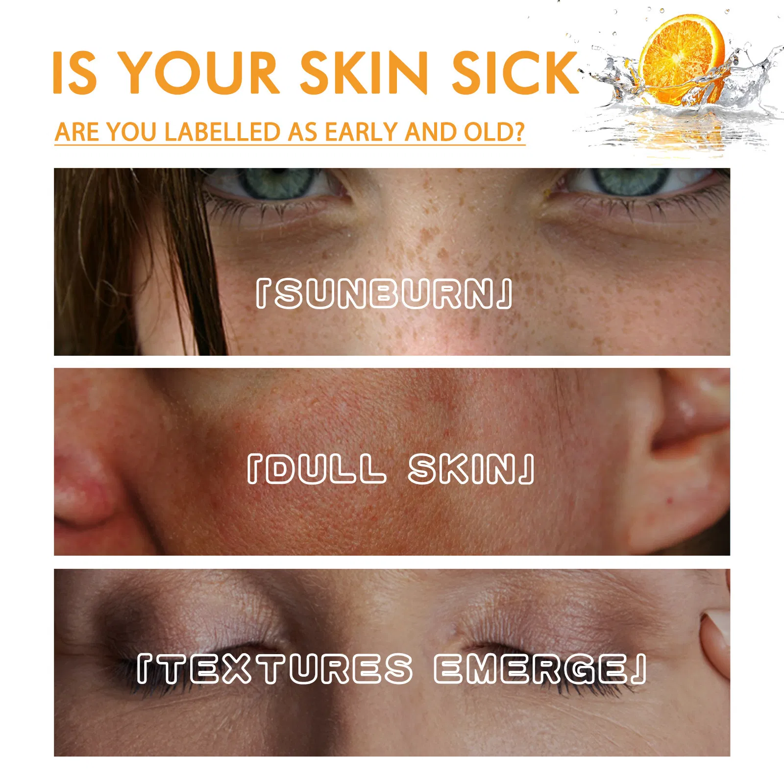 Suero facial revitalizante hidratante reafirmante antiarrugas que aclara manchas con vitamina C