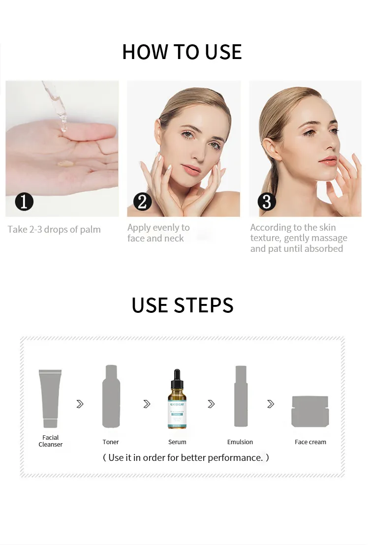 Suero facial de niacinamida de marca privada, hidratante, purificante, restaurador, hidratante, cuidado facial, suero facial de vitamina C