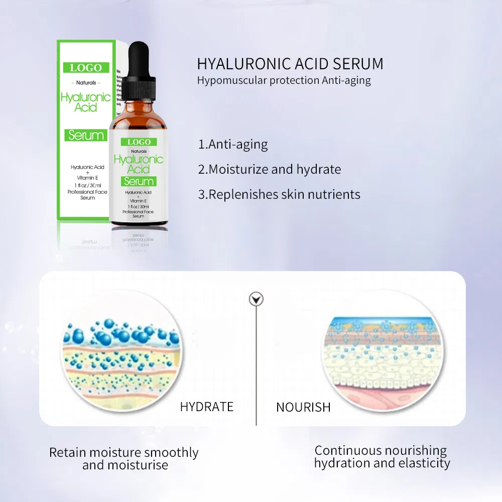 Suero Facial de Reducción de Arrugas Profundas Orgánico Puro con Ácido Hialurónico